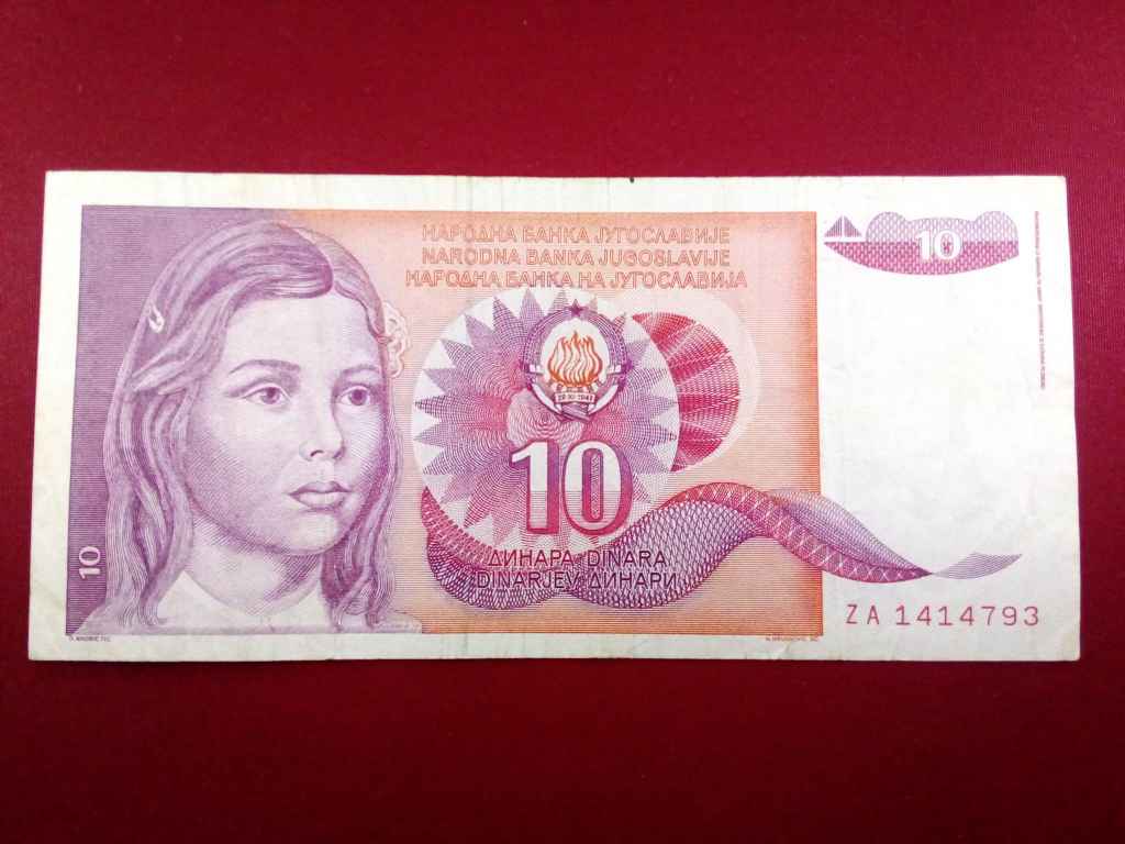 Jugoszlávia 10 Dínár bankjegy