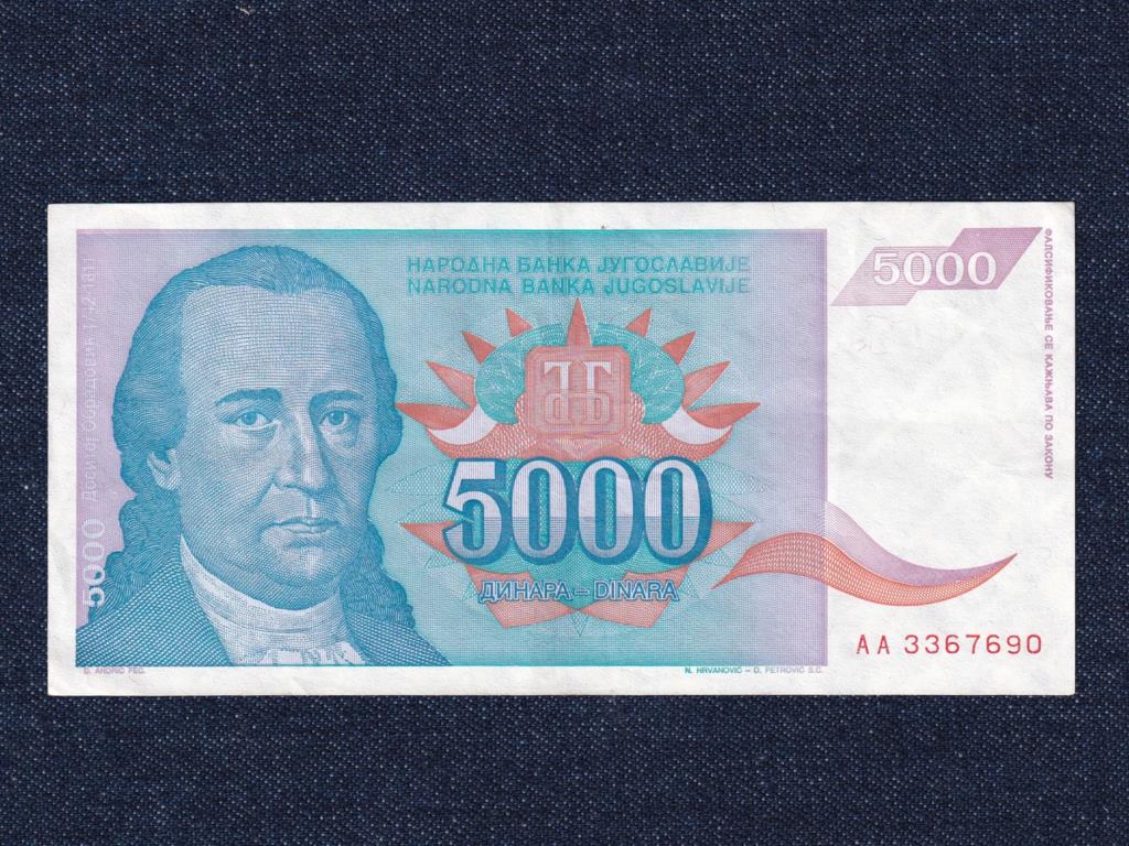 Jugoszlávia 5000 Dínár bankjegy