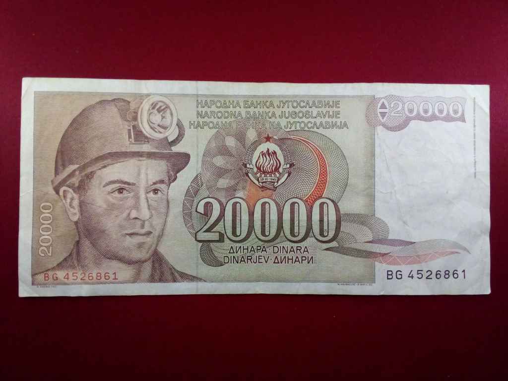 Jugoszlávia 20000 Dínár bankjegy