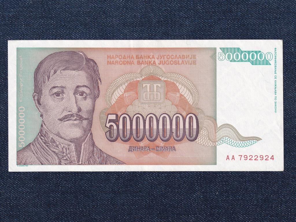 Jugoszlávia 5 millió Dínár bankjegy