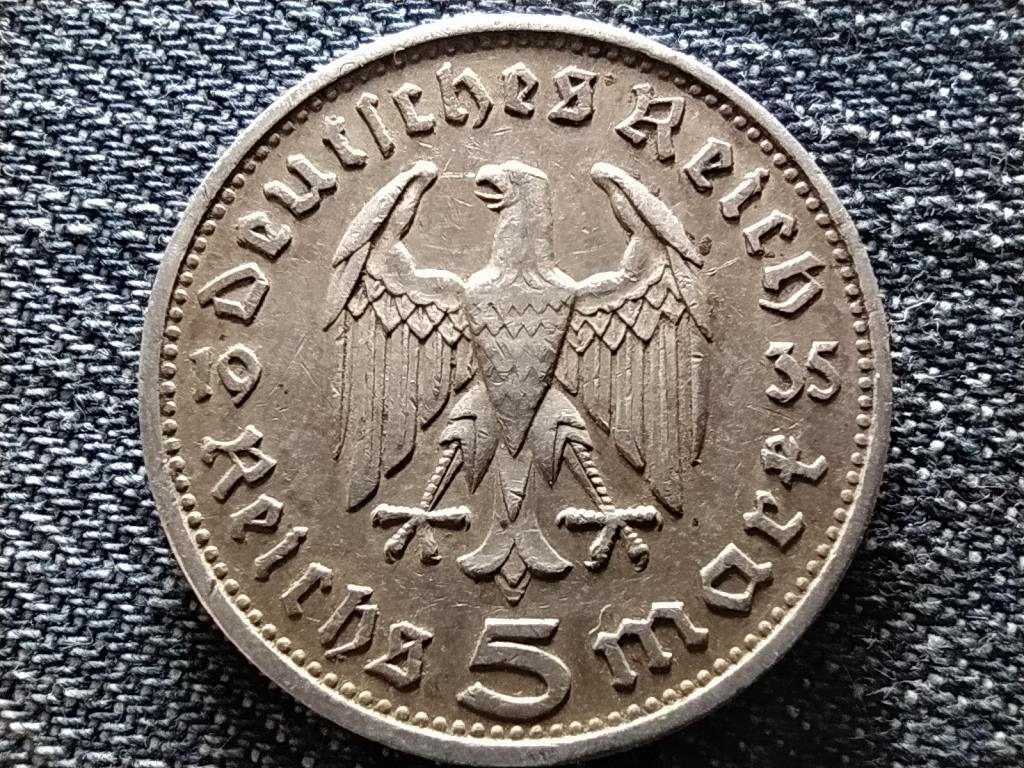 Németország Paul Von Hindenburg .900 ezüst 5 birodalmi márka