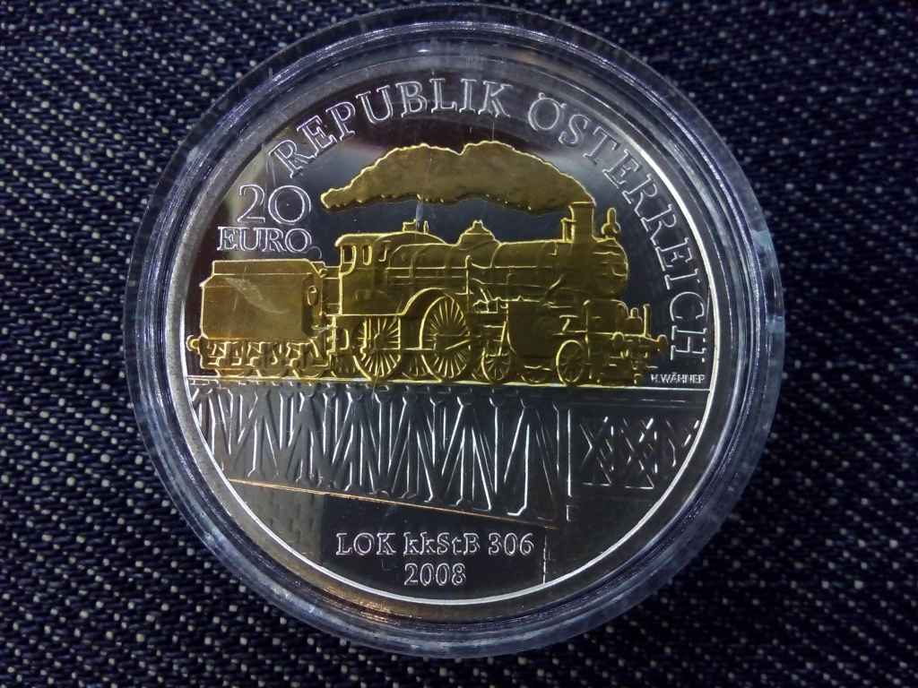 Ausztria Erzsébet császárné nyugati vasút .900 ezüst 20 Euro