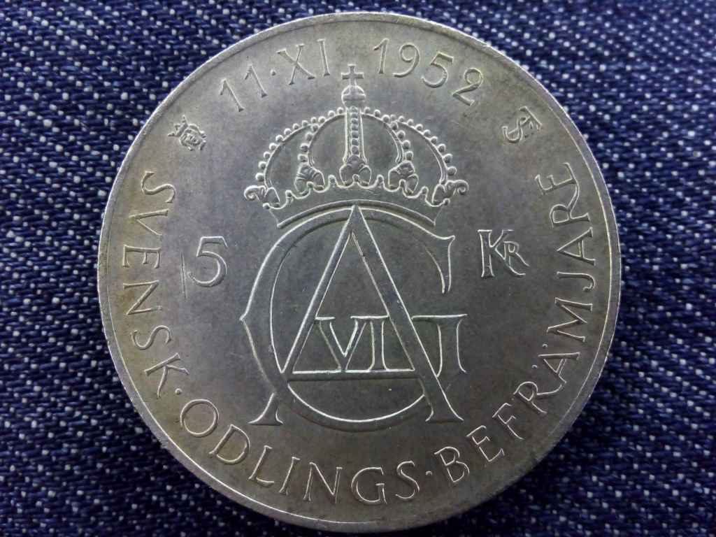Svédország VI. Gusztáv Adolf születésének 70. évfordulója .400 ezüst 5 Korona
