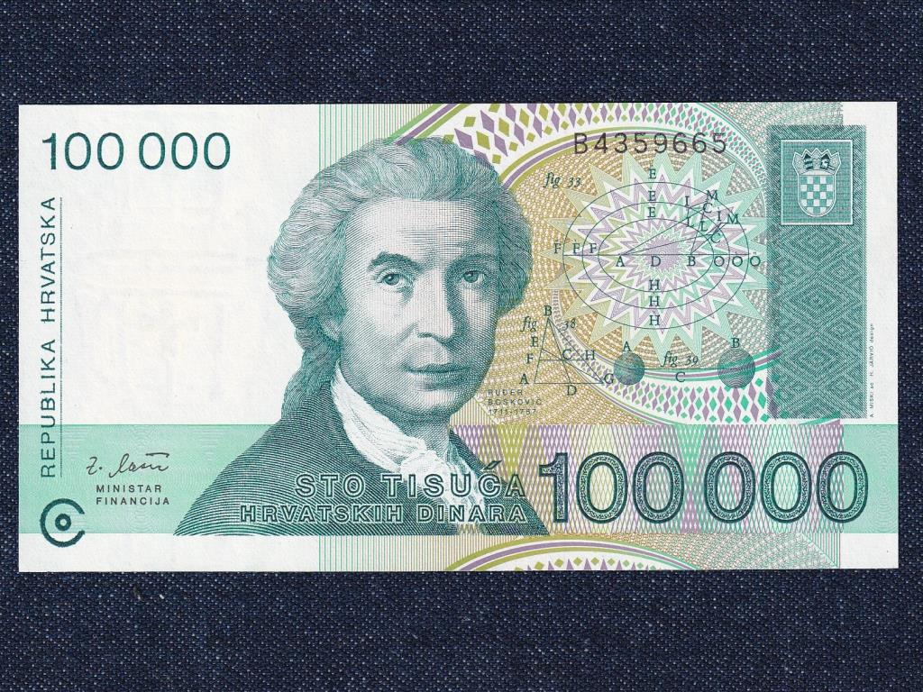 Horvátország 100000 Dínár bankjegy