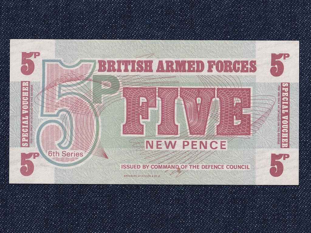 Anglia A brit fegyveres erők bankjegyei 5 New Pence bankjegy