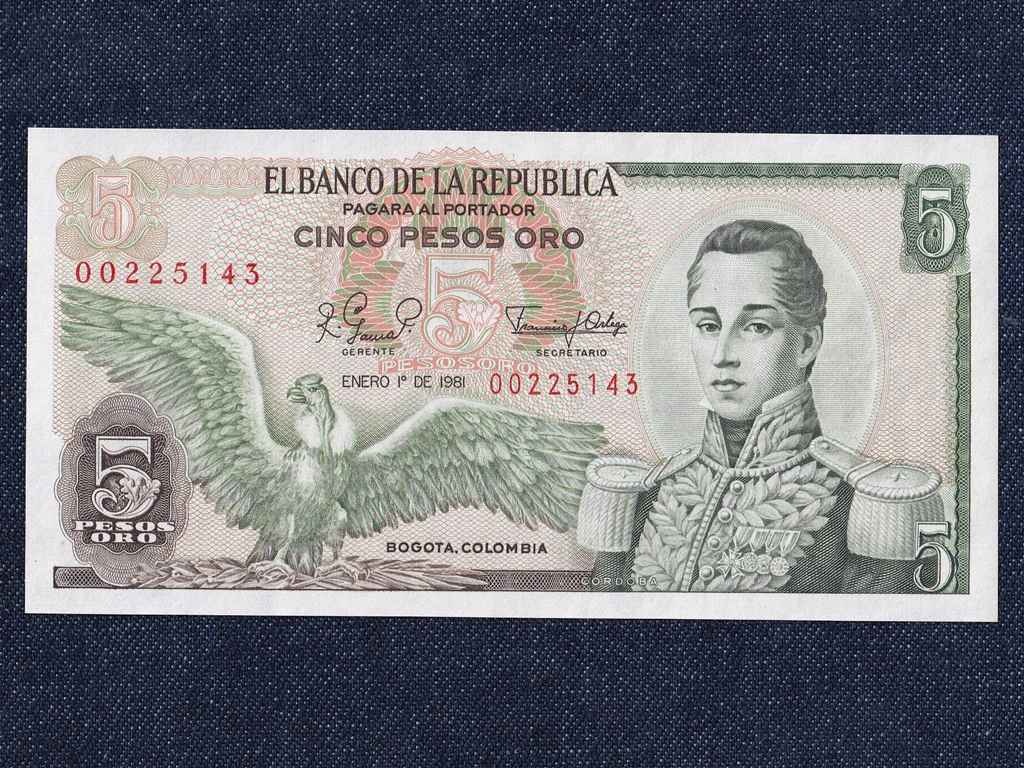 Kolumbia 5 Pezó bankjegy