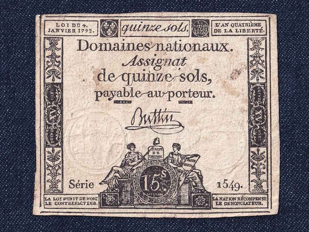 Franciaország 15 Sol bankjegy