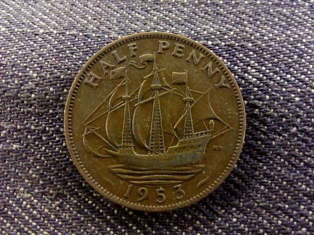 Anglia II. Erzsébet bronz 1/2 Penny