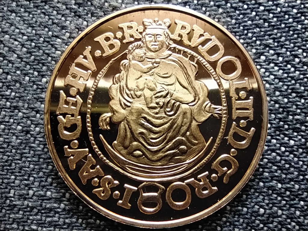 Magyar aranypénzek utánveretben I. Rudolf aranyforint 1583 .999 ezüst aranyozva