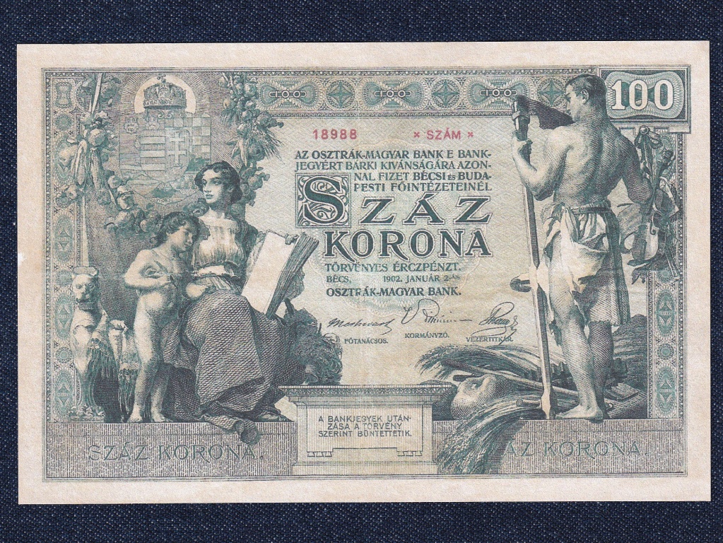 Osztrák-Magyar Korona bankjegyek (1900-1902 sorozat) 100 Korona bankjegy