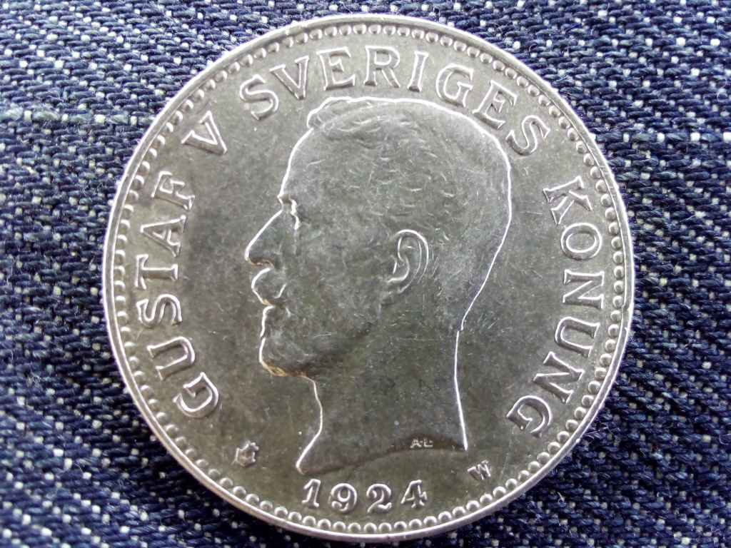 Svédország V. Gusztáv (1907-1950) .800 ezüst 2 Korona