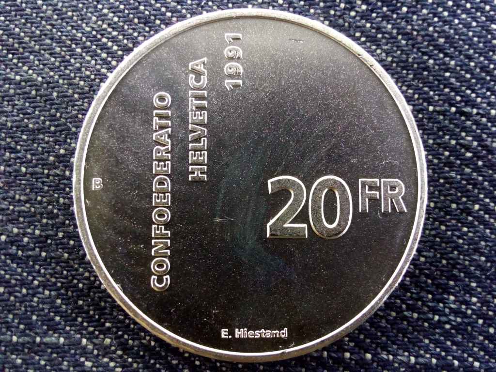 Svájc 700 éves az Államszövetség .835 ezüst 20 Frank