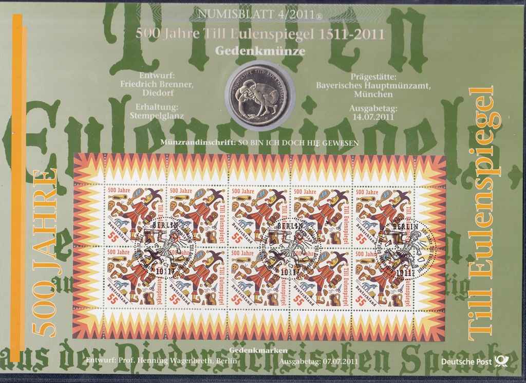 Németország Till Eulenspiegel 500 éves évfordulójára .925 ezüst 10 Euro