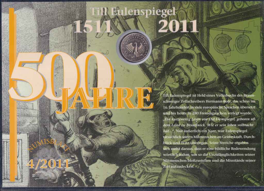 Németország Till Eulenspiegel 500 éves évfordulójára .925 ezüst 10 Euro