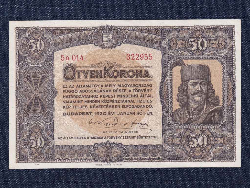 Nagyméretű Korona Államjegyek 50 Korona bankjegy