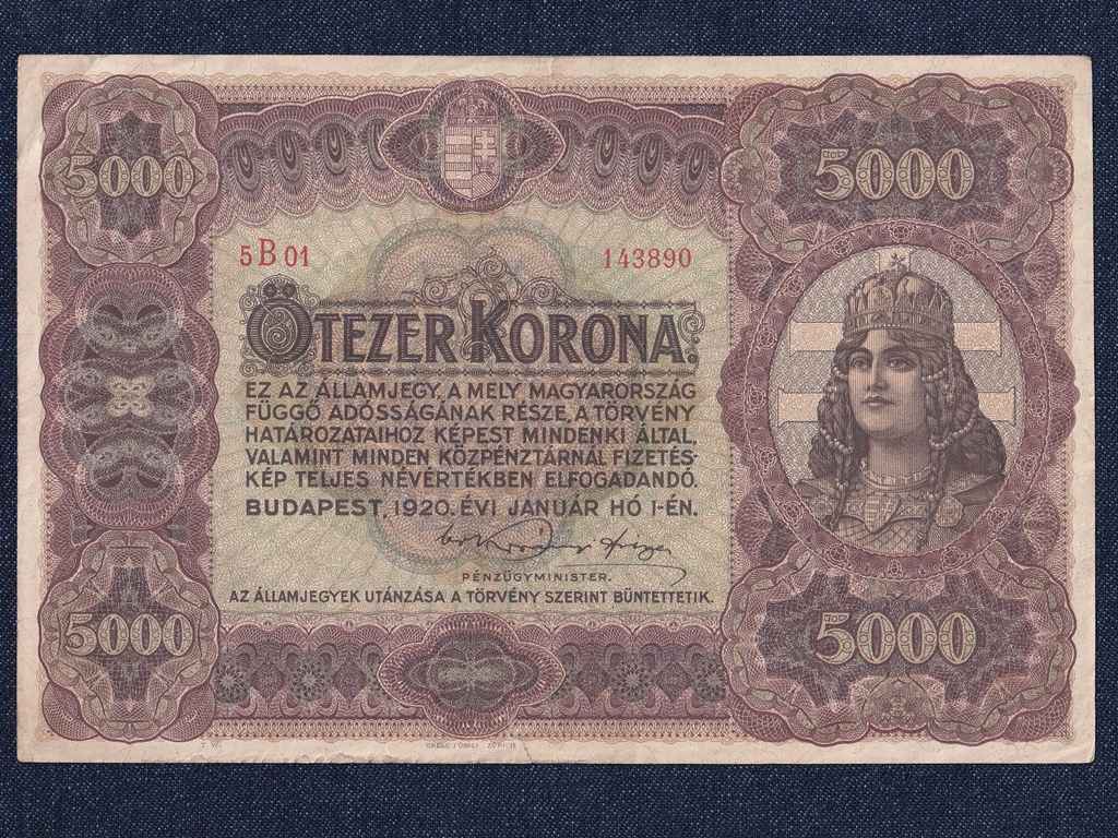 Nagyméretű Korona Államjegyek 5000 Korona bankjegy