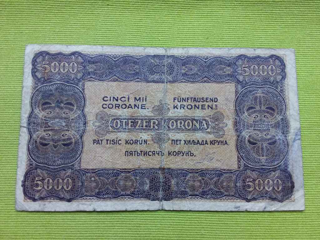 Kisméretű Korona államjegyek 5000 Korona bankjegy