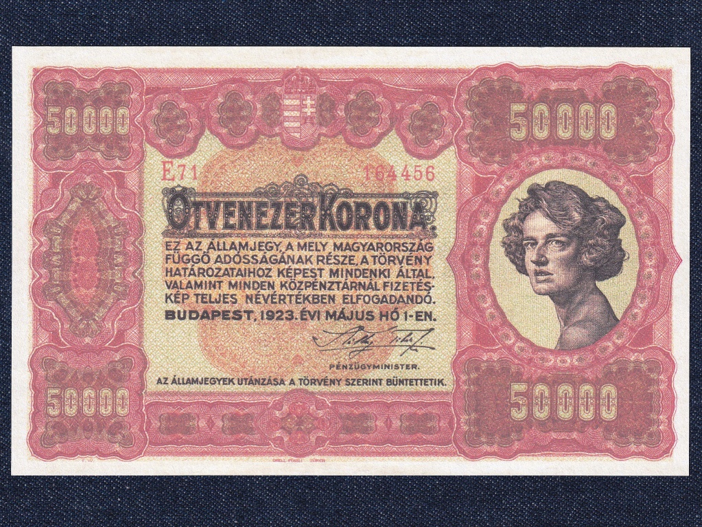 Kisméretű Korona államjegyek 50000 Korona bankjegy