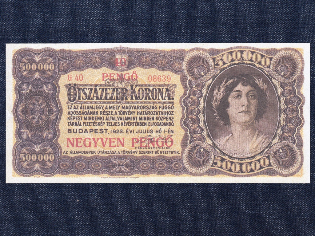 Kisméretű Korona államjegyek 500000 Korona bankjegy
