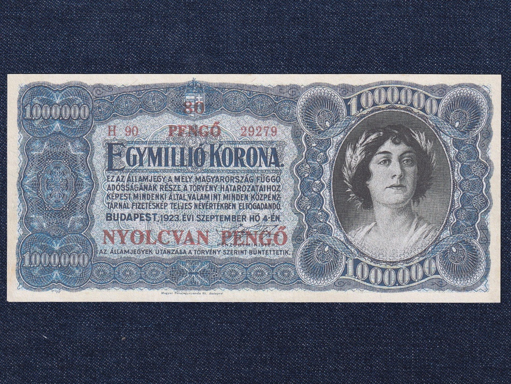 Kisméretű Korona államjegyek 1000000 Korona bankjegy