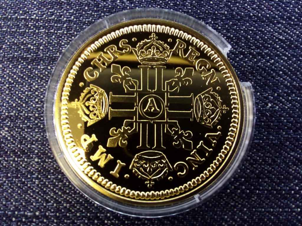Történelmi aranypénzek utánveretben XIV. Lajos 4 Louis d&#039;Or, 1644