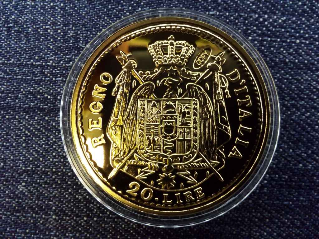 Történelmi aranypénzek utánveretben Napóleon 20 líra, 1808
