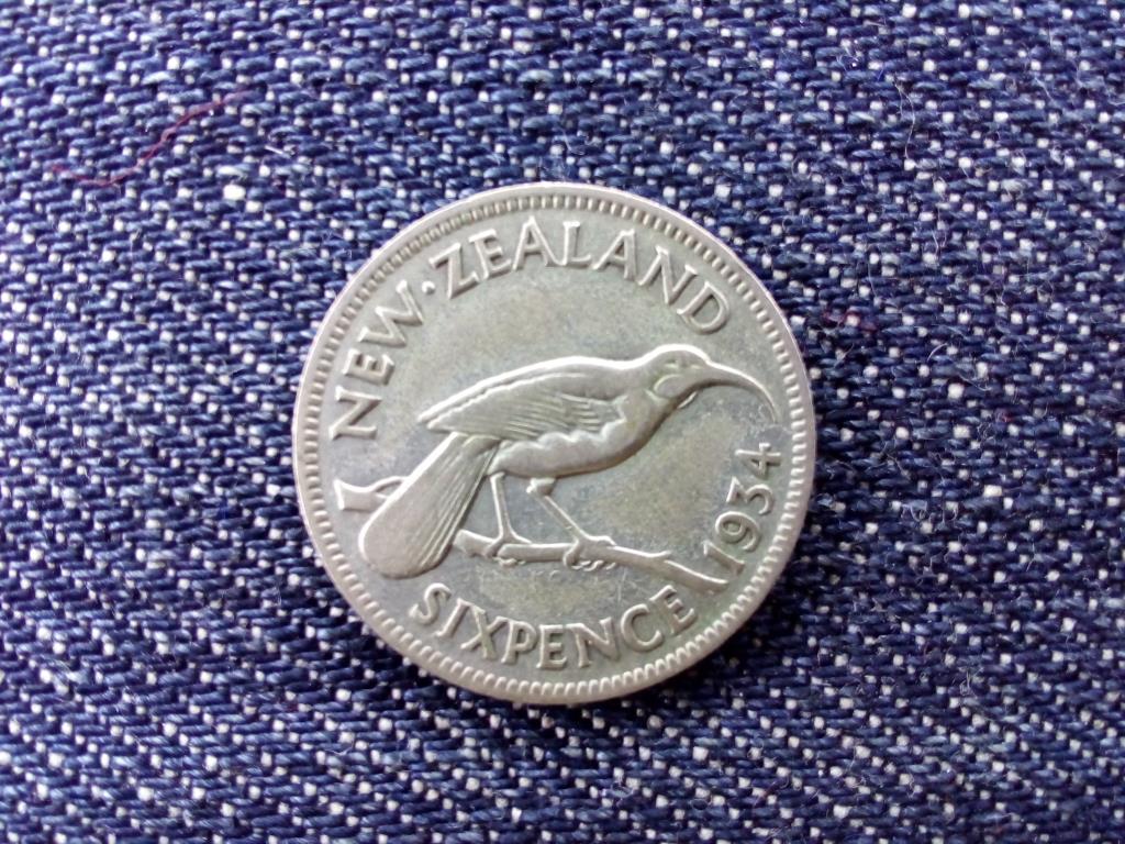 Új-Zéland V. György .500 ezüst 6 Pence