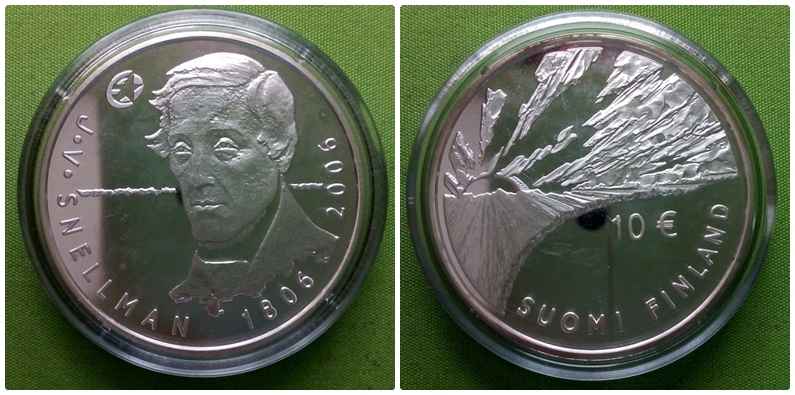 Franciaország J. V. Snellman ezüst 10 Euro