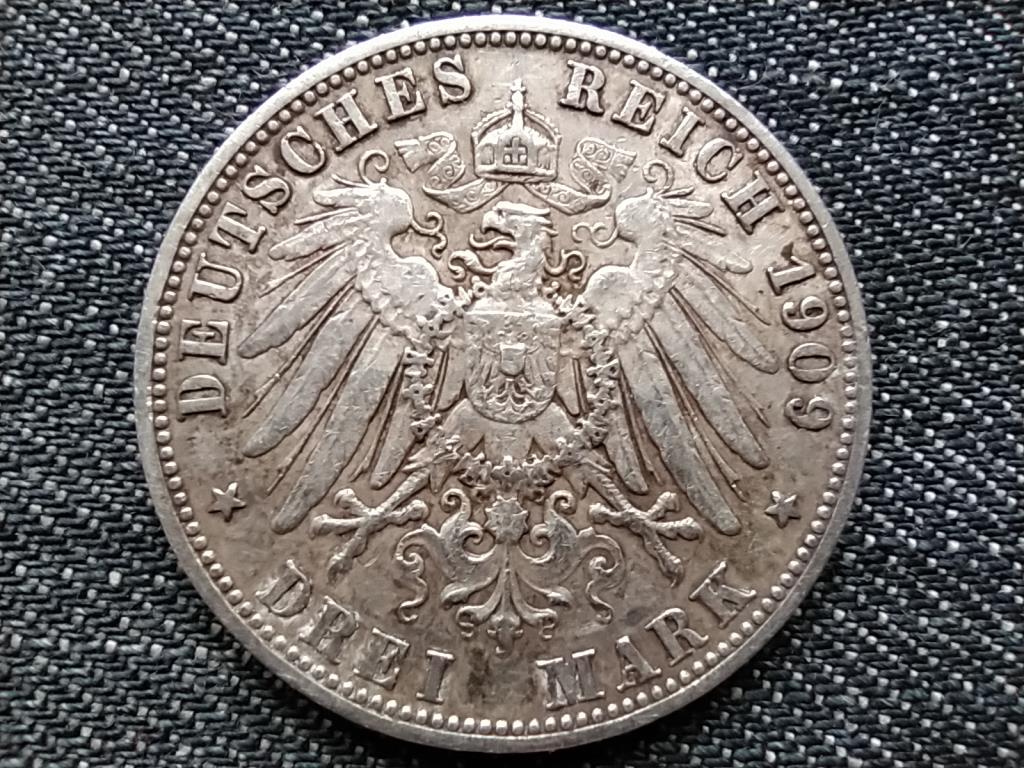 Németország Württembergi királyság II. Vilmos .900 ezüst 3 Márka
