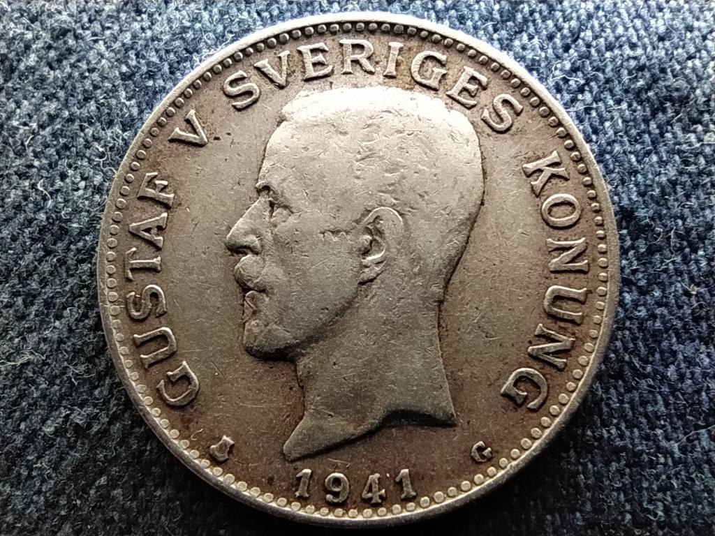 Svédország V. Gusztáv (1907-1950) .800 ezüst 1 Korona