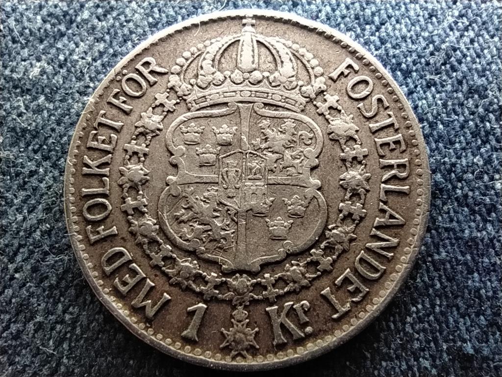 Svédország V. Gusztáv (1907-1950) .800 ezüst 1 Korona