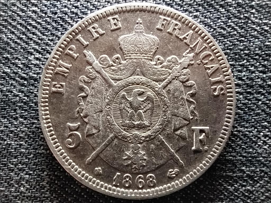 Franciaország III. Napóleon (1852-1870) .900 ezüst 5 frank