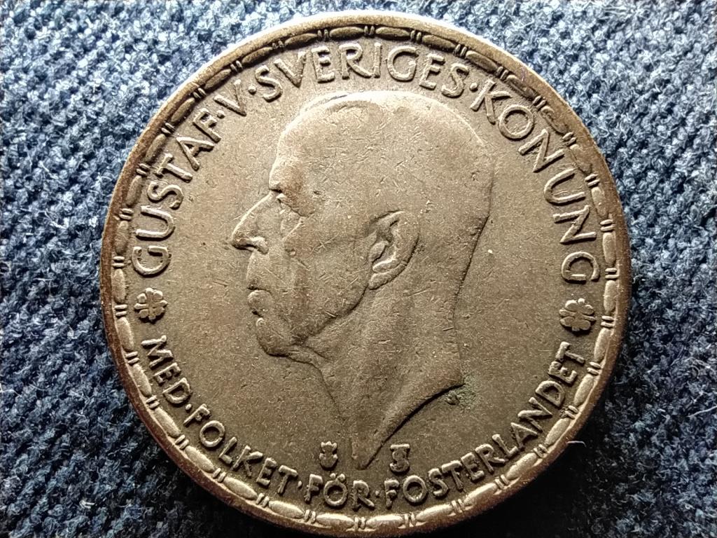 Svédország V. Gusztáv (1907-1950) .400 ezüst 1 Korona