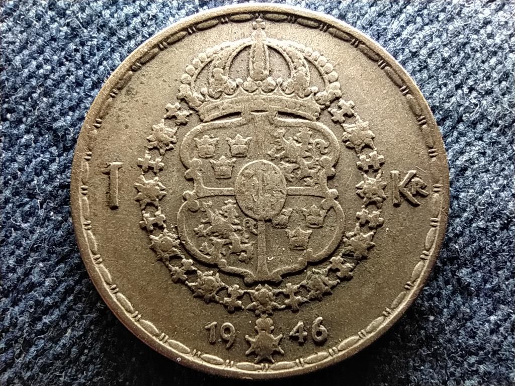 Svédország V. Gusztáv (1907-1950) .400 ezüst 1 Korona