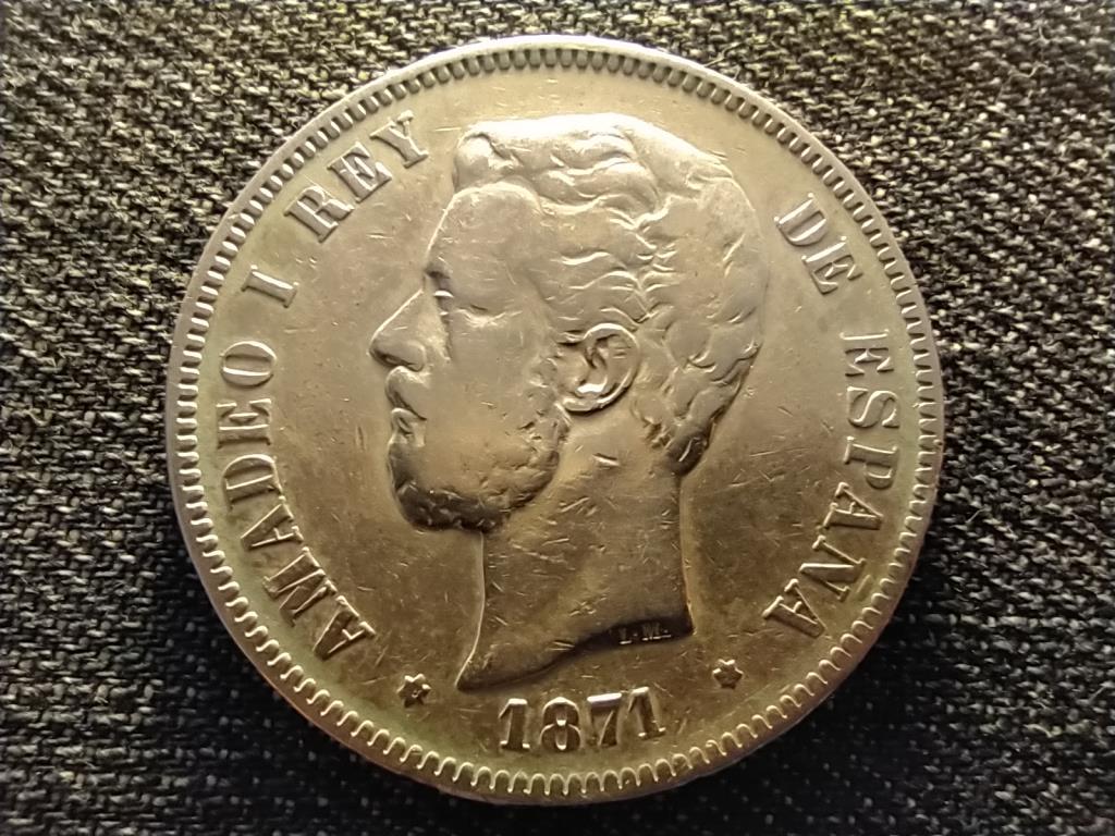 Spanyolország I. Amadé (1870-1873) .900 ezüst 5 Peseta