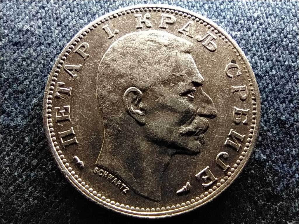 Szerbia I. Péter (1903-1918) .835 ezüst 2 dínár