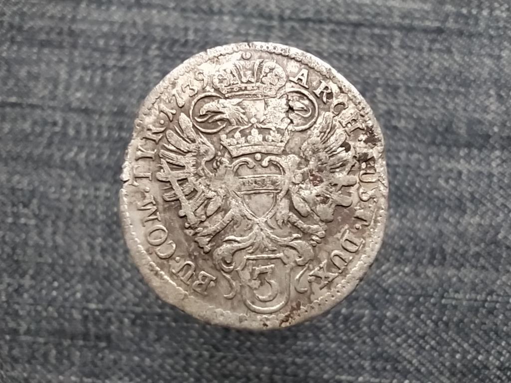 Német-Római Birodalom Bécs Karl VI. császár (1711-1740) ezüst 3 krajcár