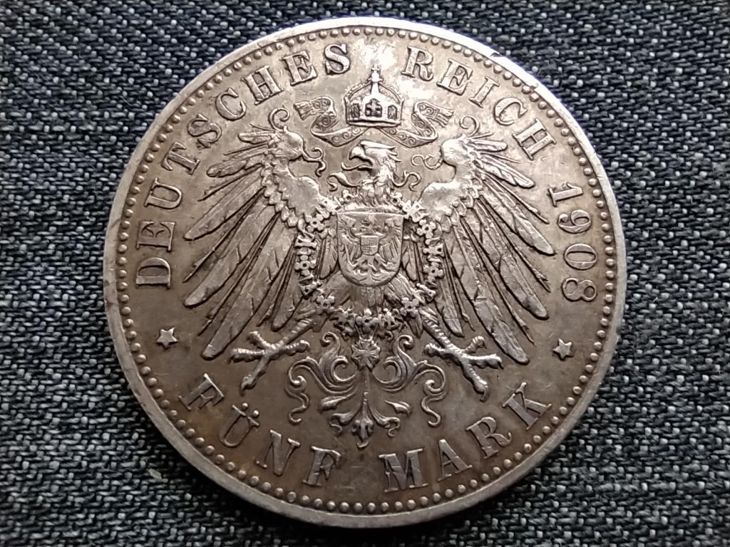 Német Államok Bajorország Ottó, bajor király (1886-1913) .900 ezüst 5 márka