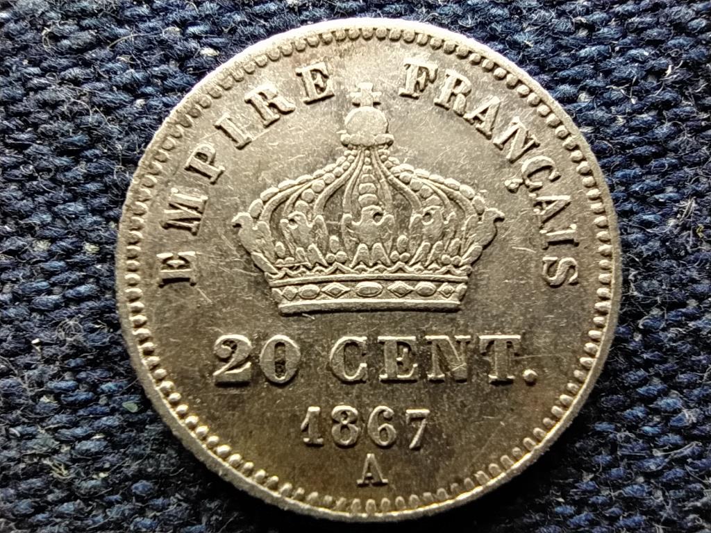 Franciaország III. Napóleon (1852-1870) .835 ezüst 20 Centimes