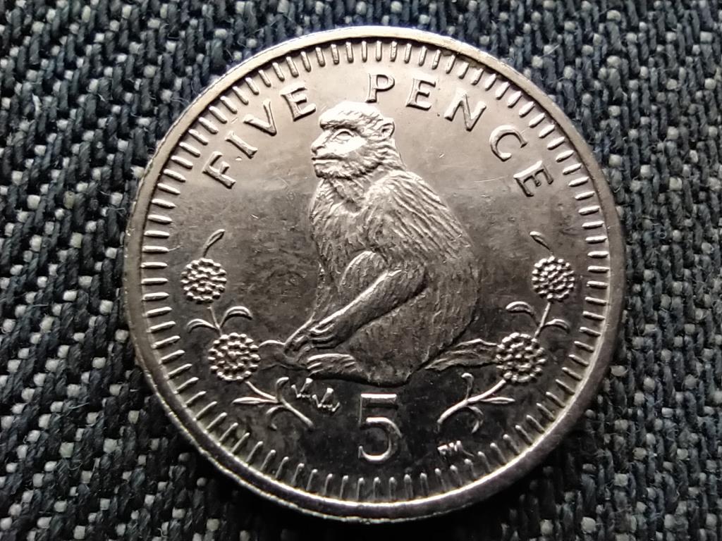 Gibraltár II. Erzsébet makákó 5 penny