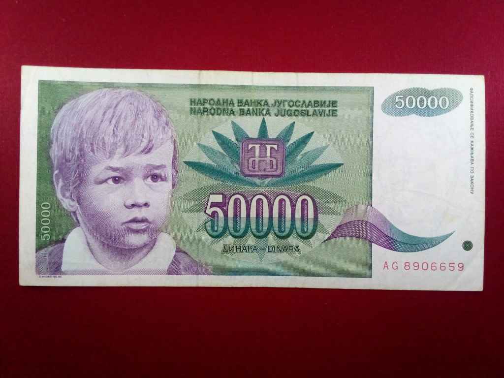 Jugoszlávia 50000 Dínár bankjegy