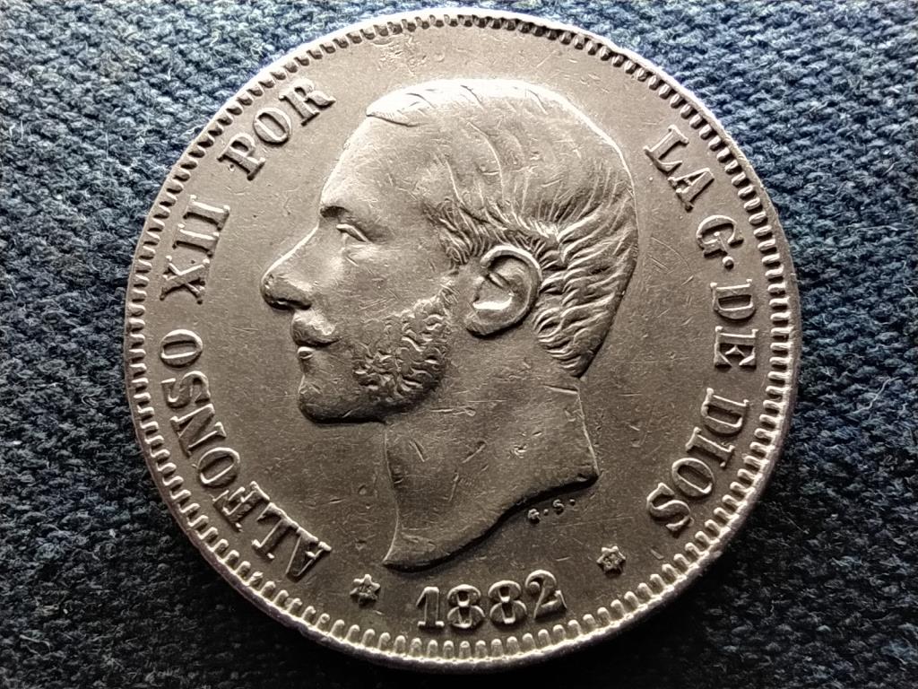 Spanyolország XII. Alfonz (1874-1885) .835 ezüst 2 Peseta