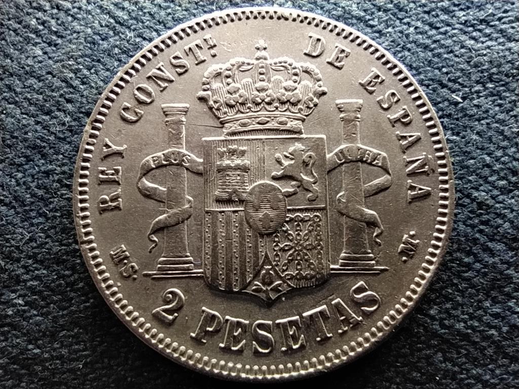 Spanyolország XII. Alfonz (1874-1885) .835 ezüst 2 Peseta