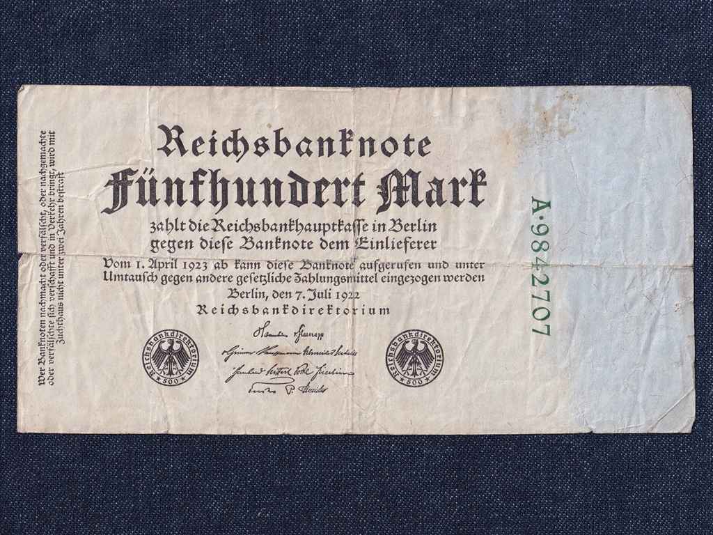 Németország Weimari Köztársaság (1919-1933) papír 500 Márka bankjegy