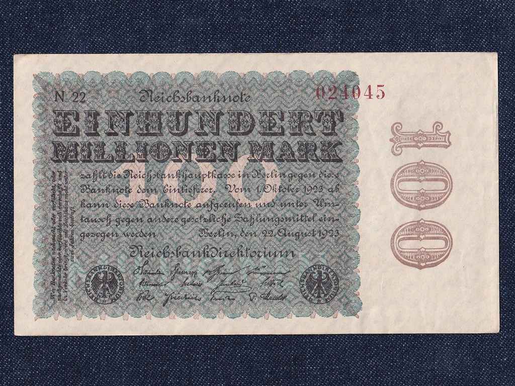 Németország Weimari Köztársaság (1919-1933) 100 millió Márka bankjegy