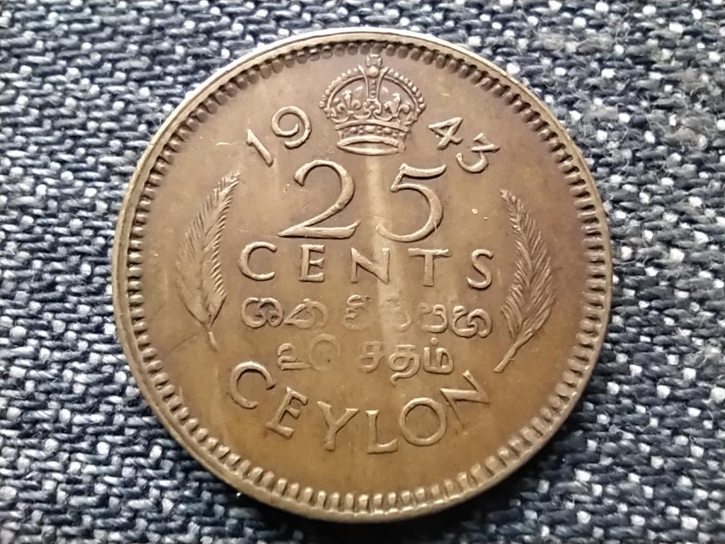 Sri Lanka VI. György (1936-1952) 25 cent
