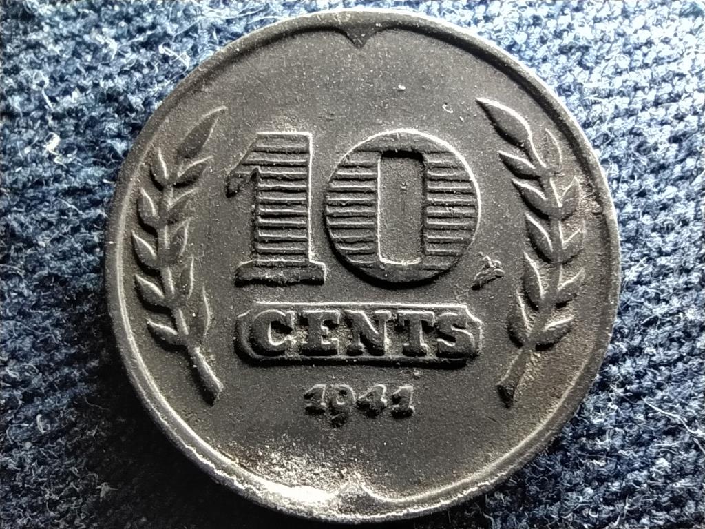 Hollandia Német megszállás I. Vilma 10 Cent