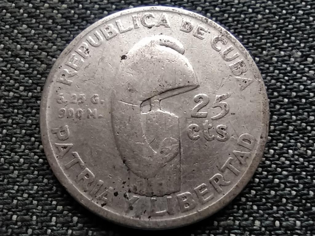 Kuba 100 éve született José Marti .900 ezüst 25 centavo