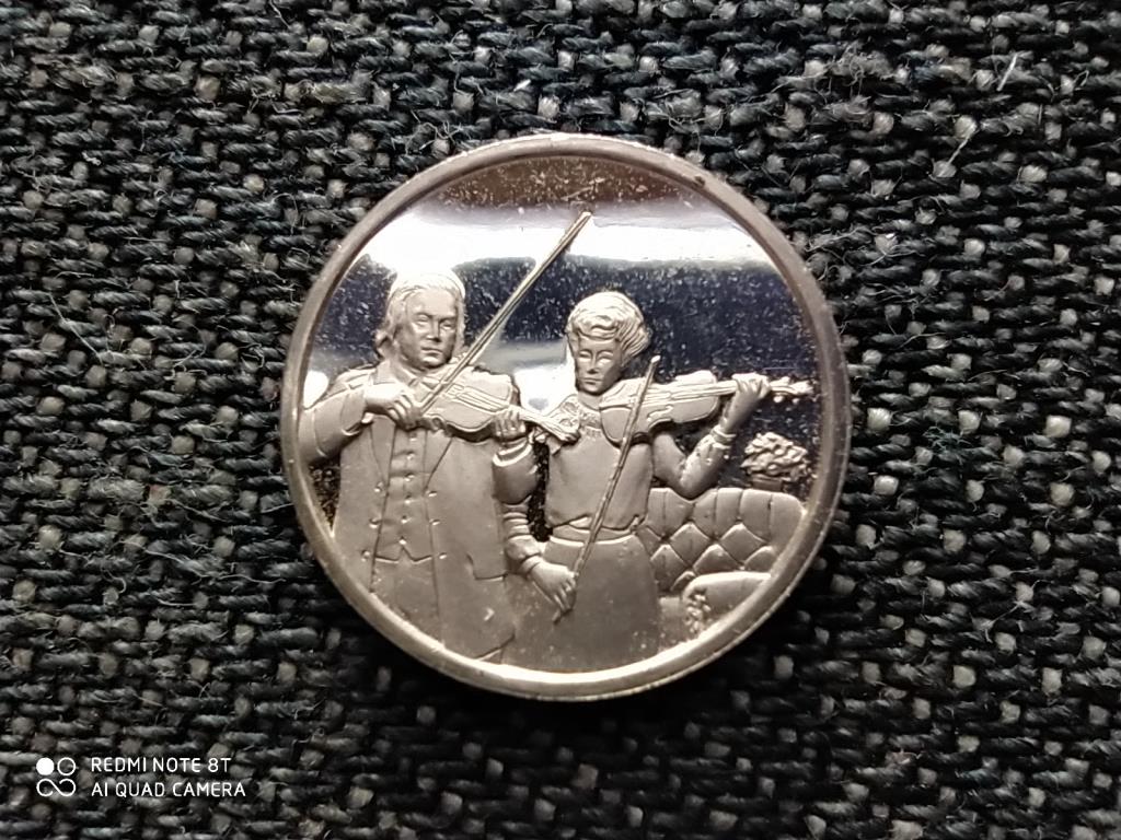 Belgium Történelmi mini érem 1830-1980 1913 Eugène Ysaye .925 ezüst