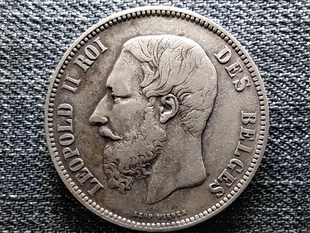 Belgium II. Lipót (1865-1909) .900 ezüst 5 Frank